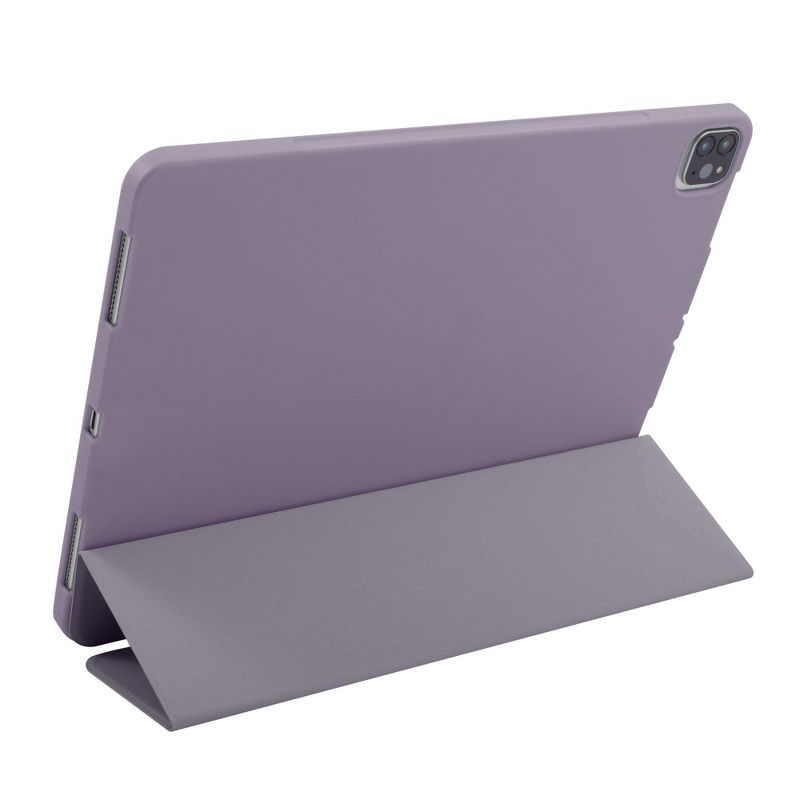 Insten - Tablet Case for iPad Pro 11" 2020, Liquid Silicone, Frosted Back, Auto Sleep/Wake, Pencil Charging, Grey Purple