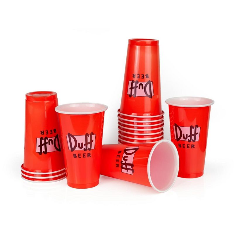 Silver Buffdalo The Simpsons Duff Logo 18oz Disposable Plastic Party Cups | 20 Pack