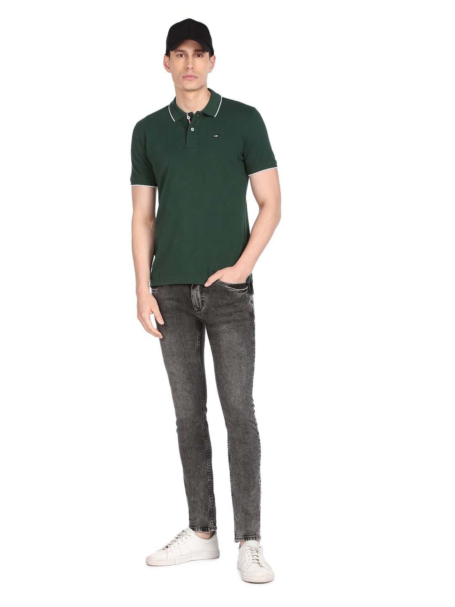 Arrow Sport Dark Green Regular Fit Cotton Polo T-Shirt