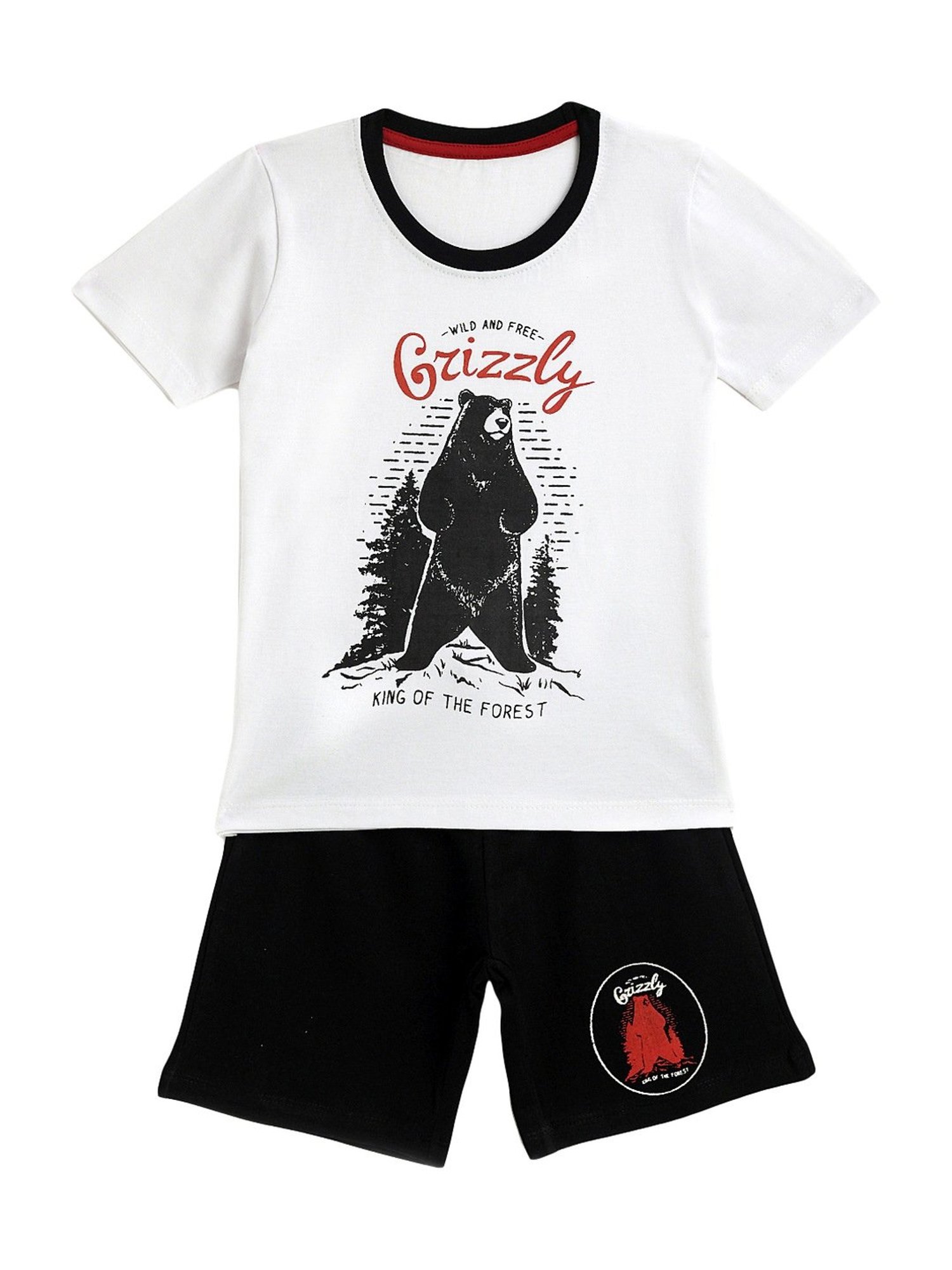 Kids Craft White Cotton Printed T-Shirt & Shorts