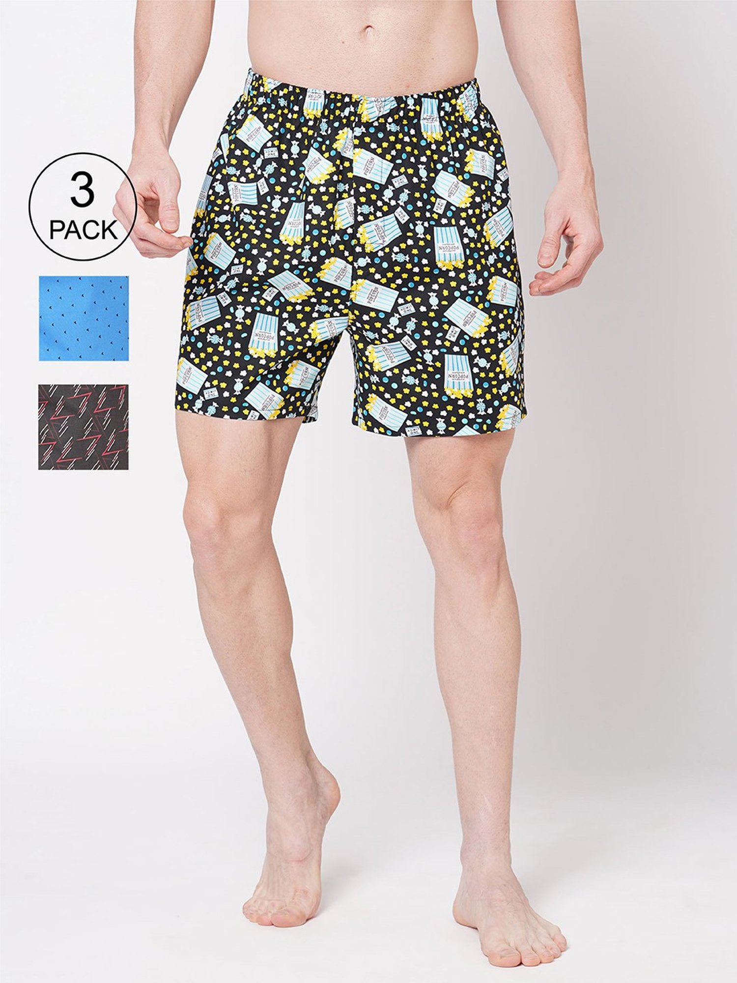 Fitz Multicolor Printed Boxer Shorts - Pack of 3