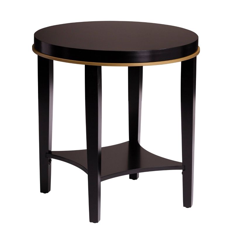 Kowya Round Accent Table with Shelf Black/Gold - Aiden Lane