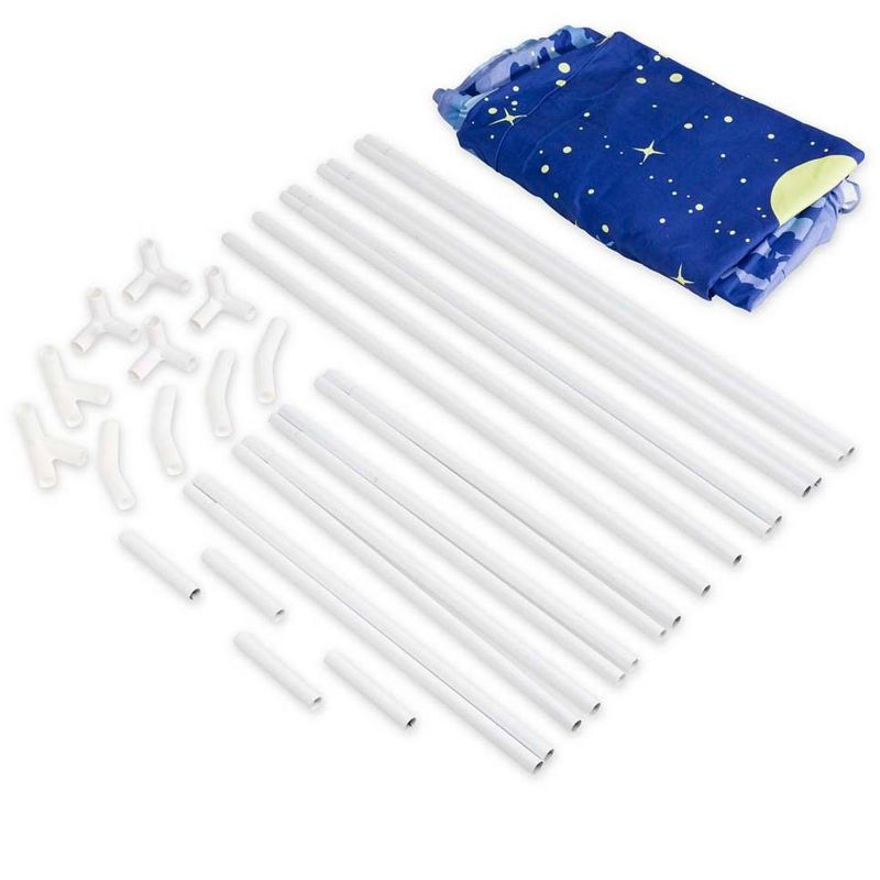 HearthSong - Kids Twin-Sized Forest A-Frame Blue Bed Tent Canopy, Approx. 74 L x 54 H x 35.5 W