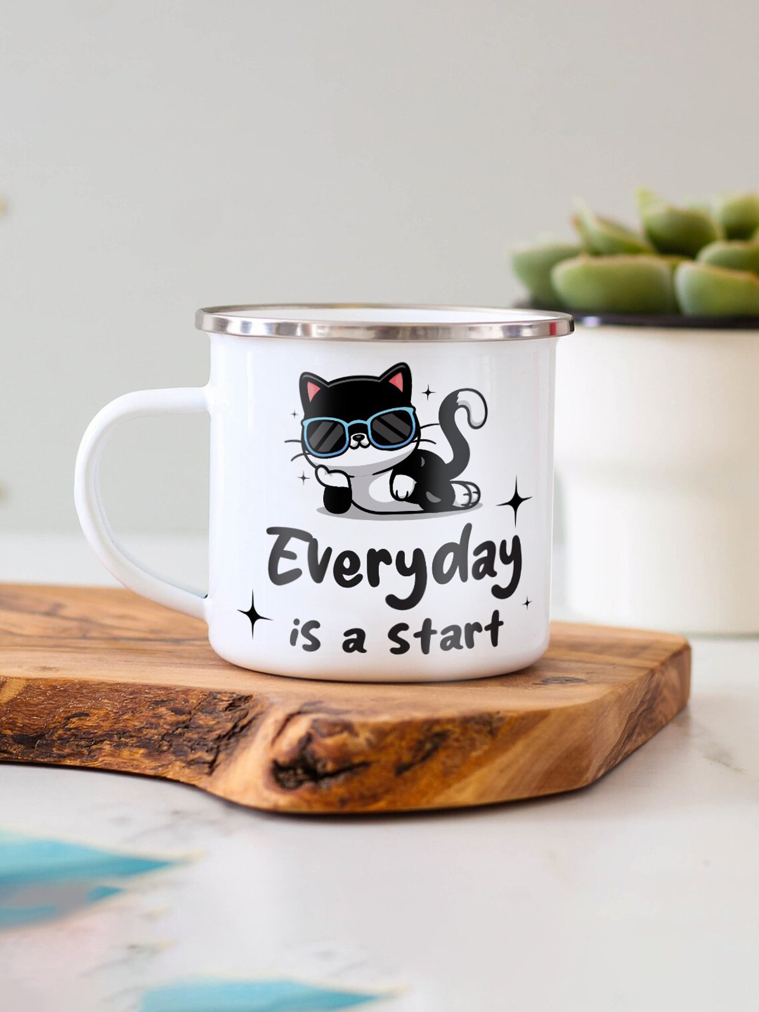 Gathari Enamel White Stainless Steel Coffee Mug