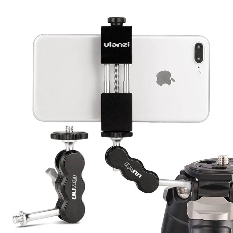 UURig R002 Tripod Magic Arm with Dual Ballhead Articulating 1/4'' Screw Universal Camera Video Monitor Mount Adapter