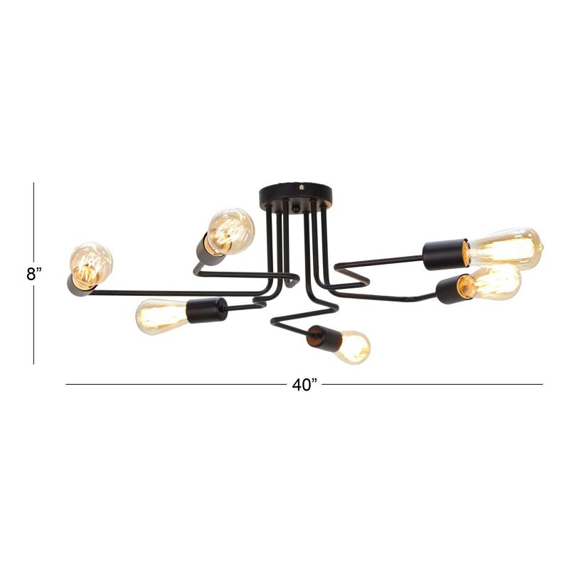 40" x 8"industrial Metal Ceiling Pendant Light with 6 Bulb Canopy - CosmoLiving by Cosmopolitan