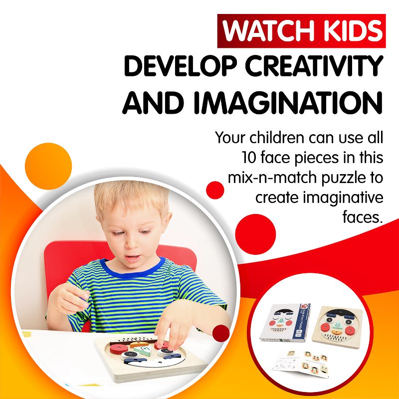 Leo & Friends Funny Faces Educational Wooden Puzzle for Toddlers