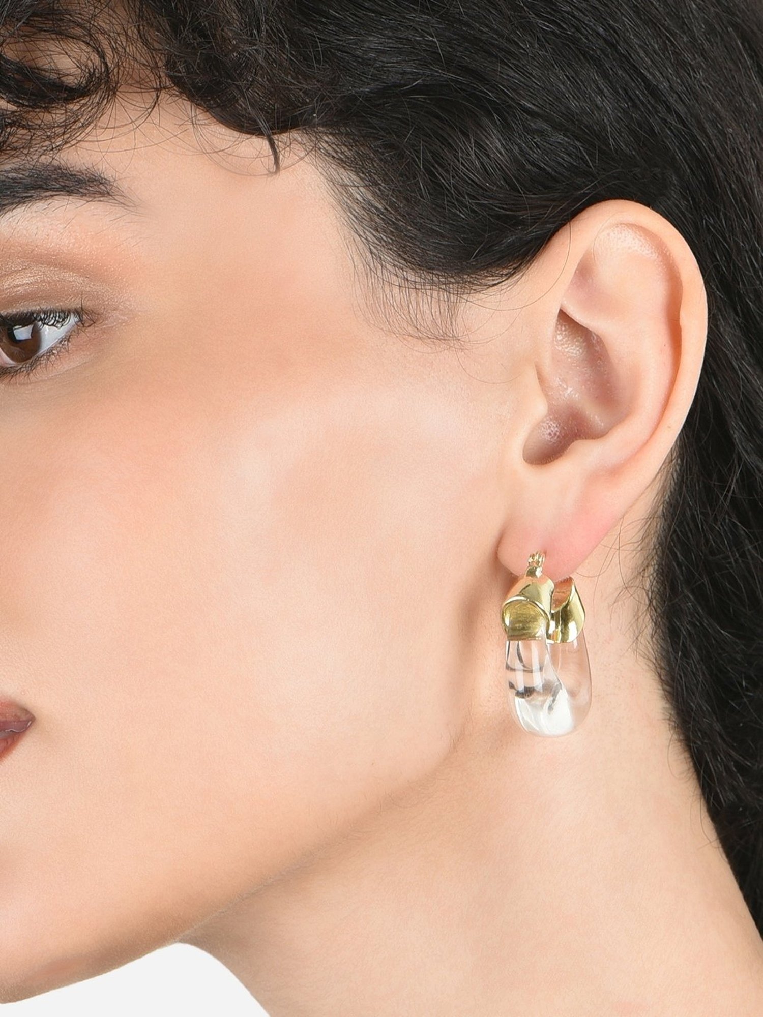 ToniQ Cute Casual Look Alloy White Hoop Earrings for Women