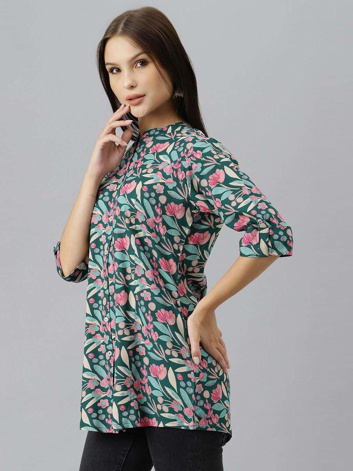 Divena Green Floral Print Top