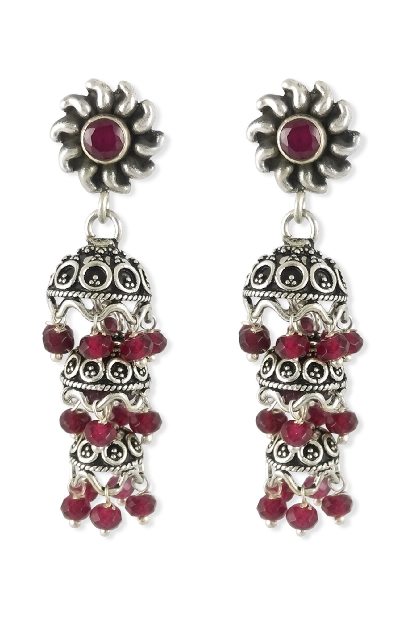 Taraash Floral 92.5 Sterling Silver Earrings