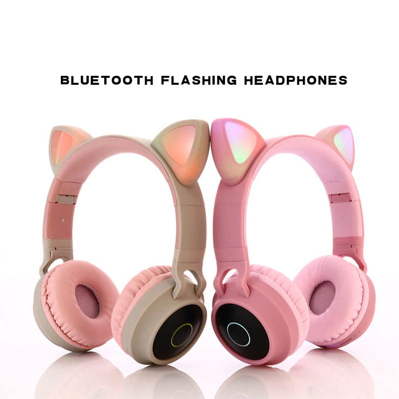 2020 Newly Bluetooth Stereo Cat Ear Headphones Flashing Glowing cat ear headphones Gaming Headset Earphone 7 Colors LED light