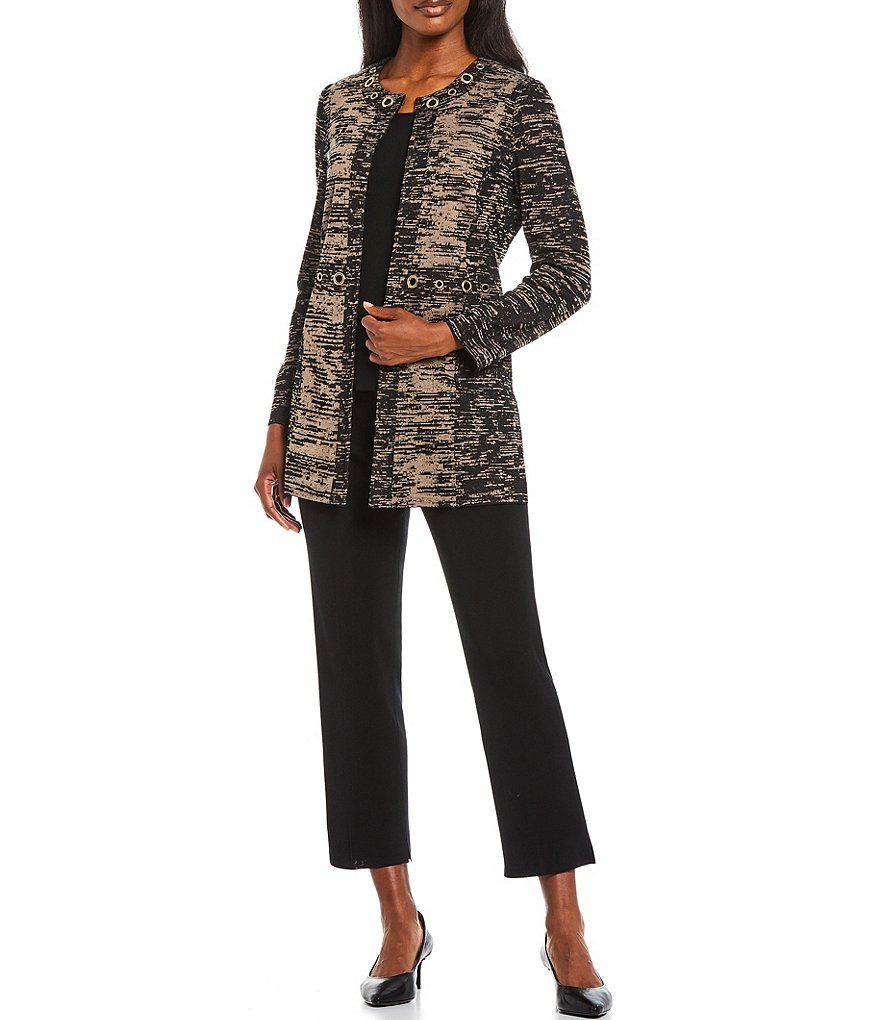 Eva Varro Solid Knit Jersey Notch Lapel Collar Two-Button Jacket