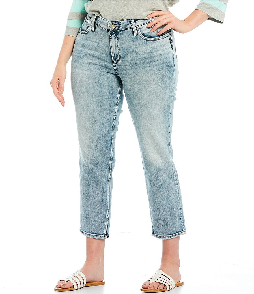 Silver Jeans Co. Plus Size Elyse Slim Rigid Crop Jeans