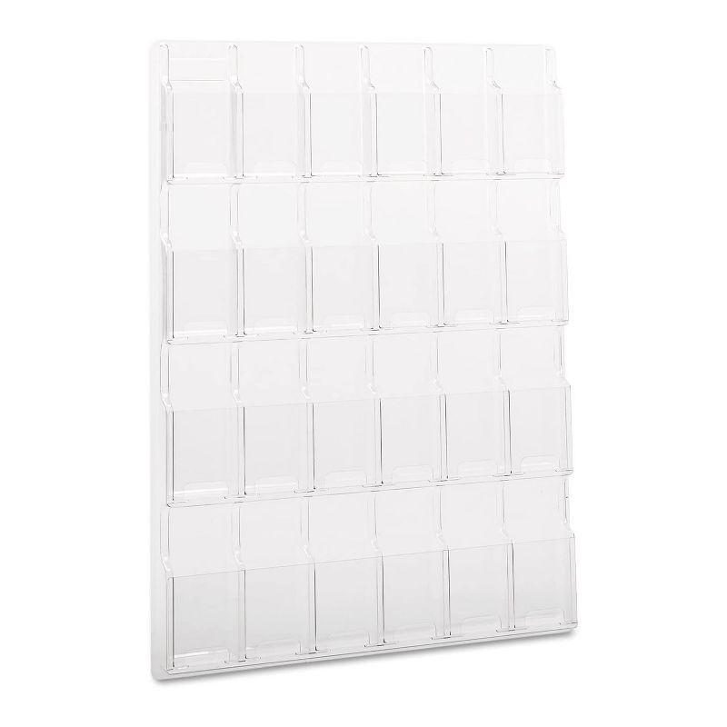 Safco Reveal Plastic Acrylic Literature Book Mountable Home Office Display Rack w/ 24 Pamphlet Holder Pockets & Wall Mounting Hardware, Clear (2 Pack)