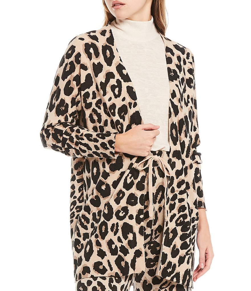 Sanctuary Essential Leopard Print Long Sleeve Coordinating Open-Front Cardigan