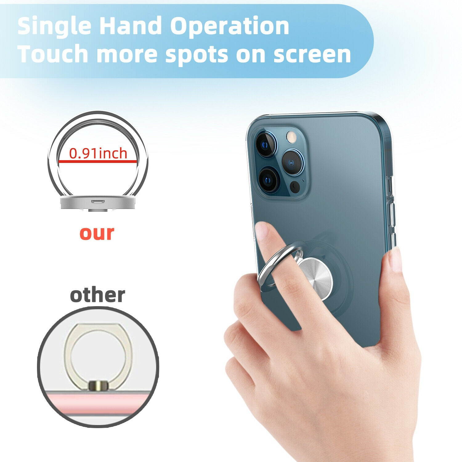 For iPhone 12 Pro Max,12 Pro,12 Mini Ring Case Kickstand Shockproof Clear Cover