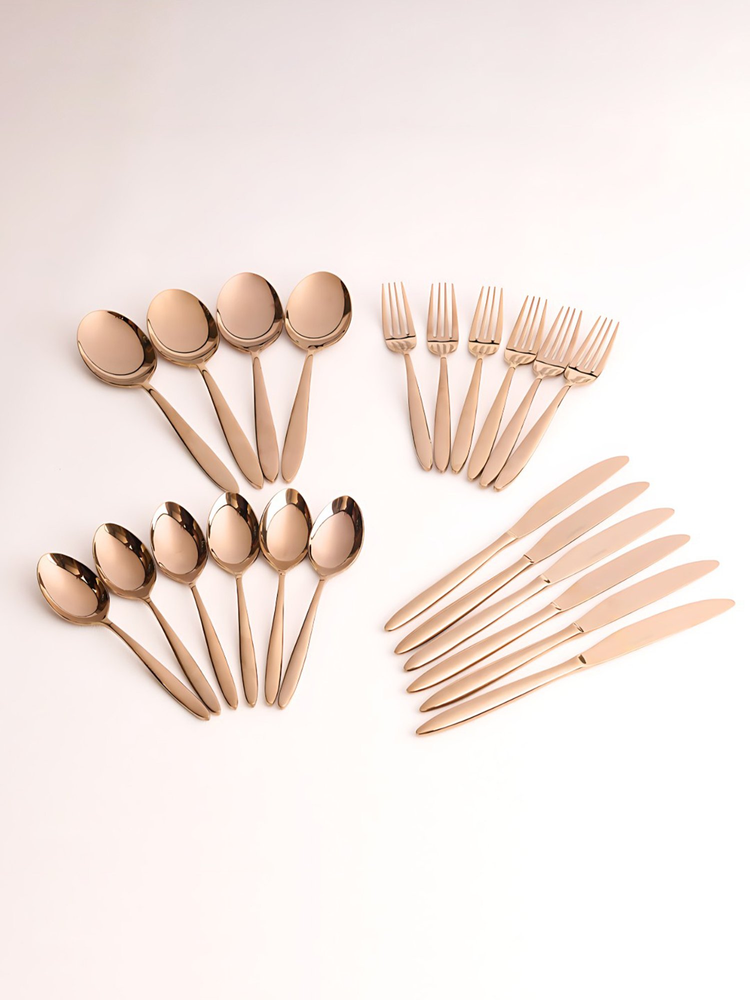 BlackCarrot 22 Pcs Rose Gold Stainless Steel Cutlery Set