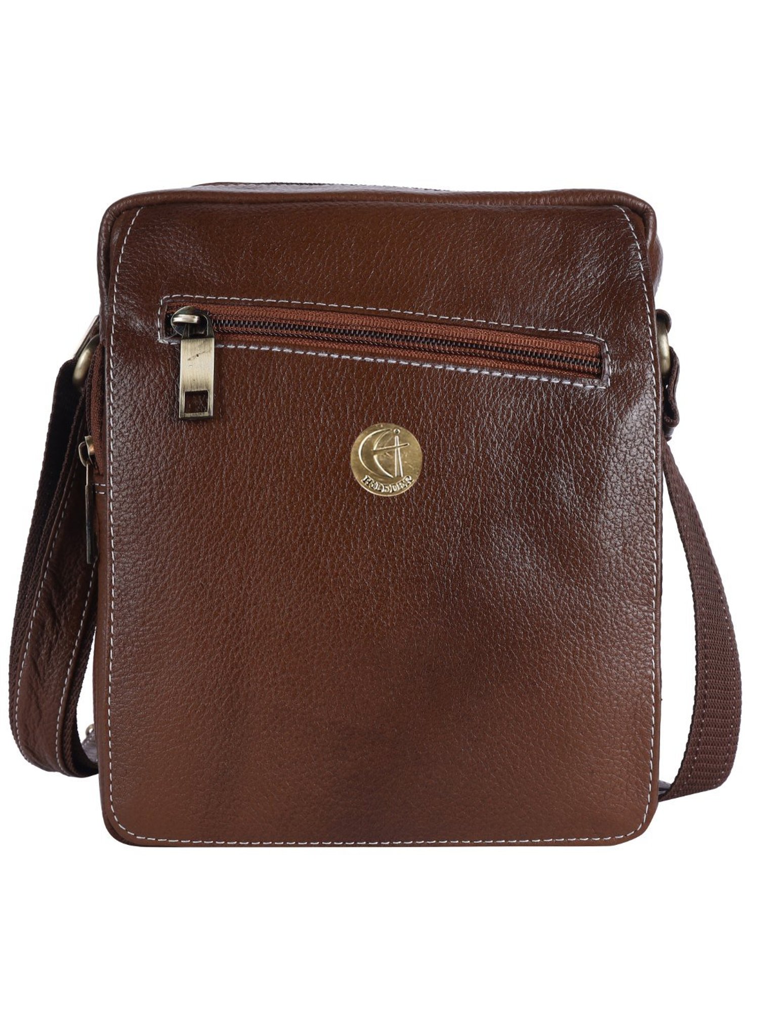 HiLEDER Pure Genuine Leather Messenger Shoulder Sling Cross Body Office Bag for Men and Women,Coffee
