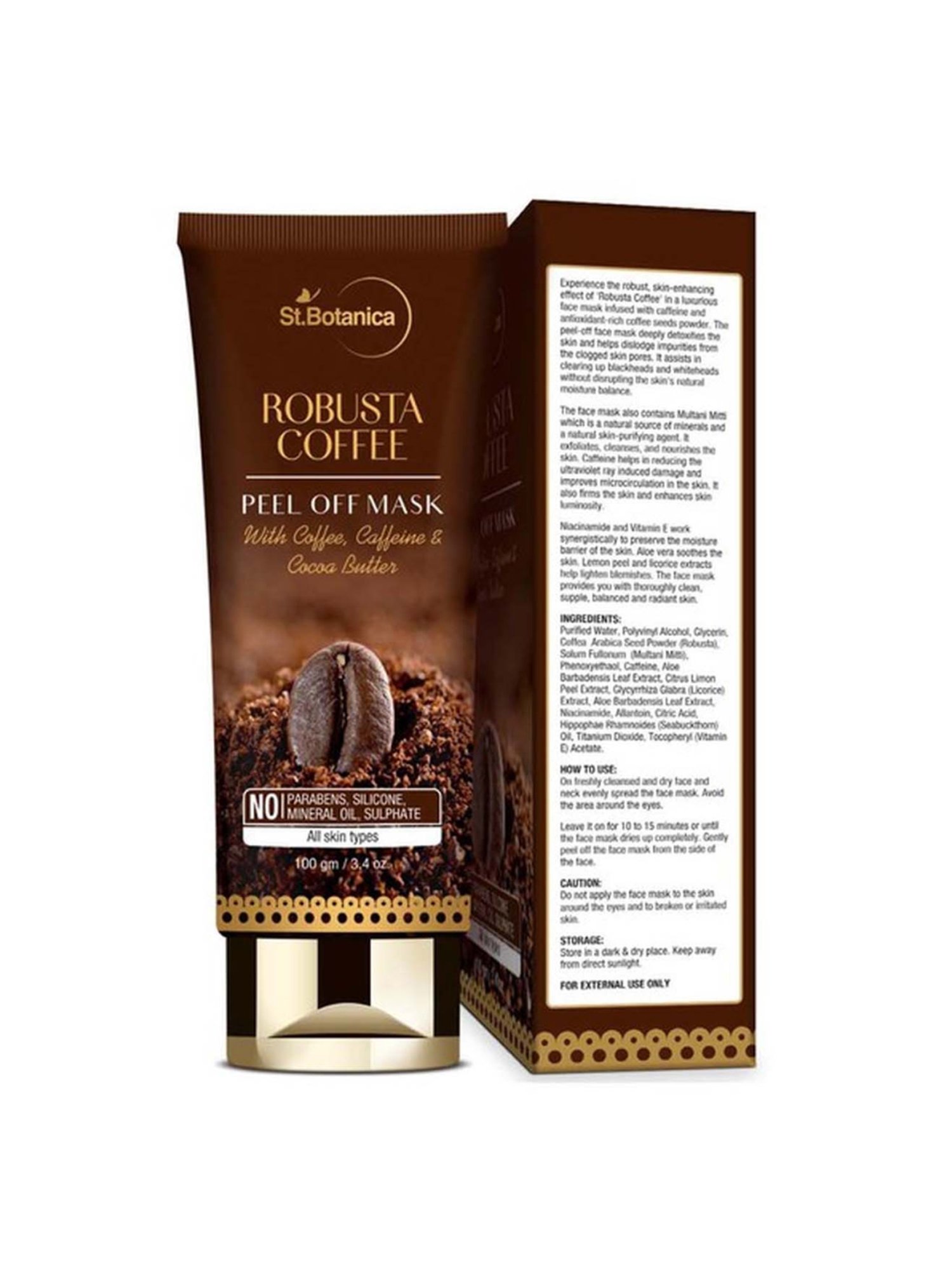 St.Botanica Robusta Coffee Peel Off Mask - 100 gm