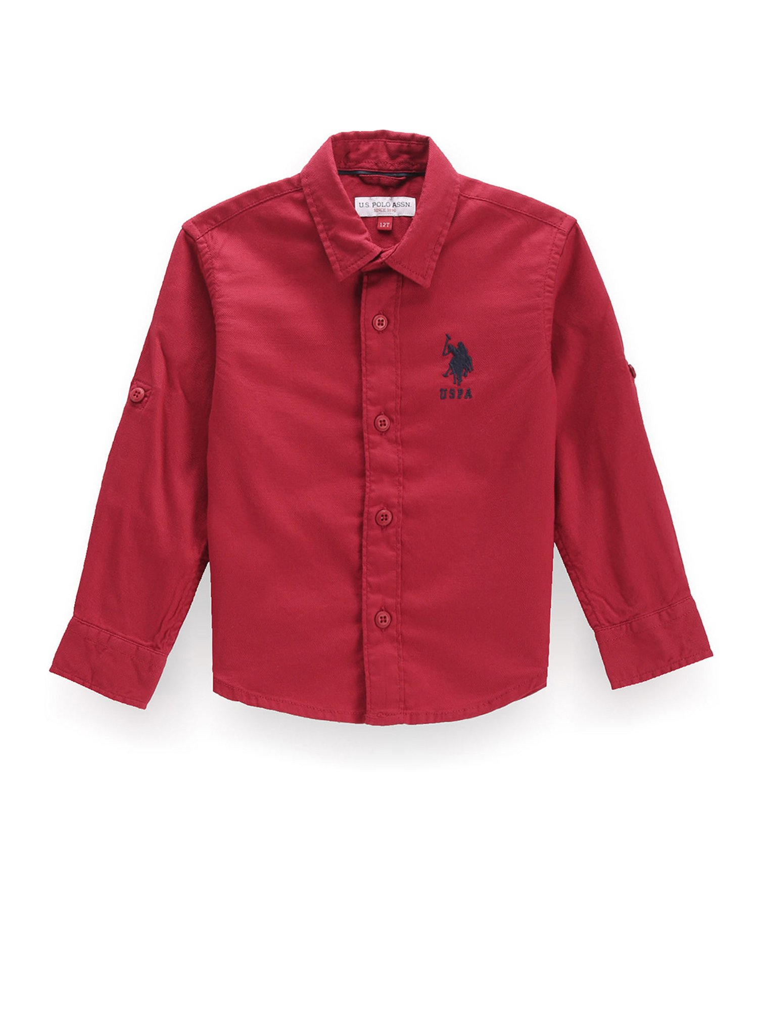 U.S. Polo Assn. Kids Red Solid Full Sleeves Shirt