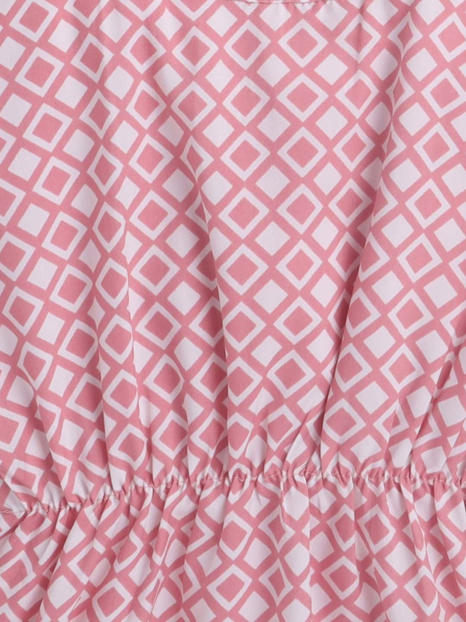 The Magic Wand Kids Onion Pink & White Printed Dress