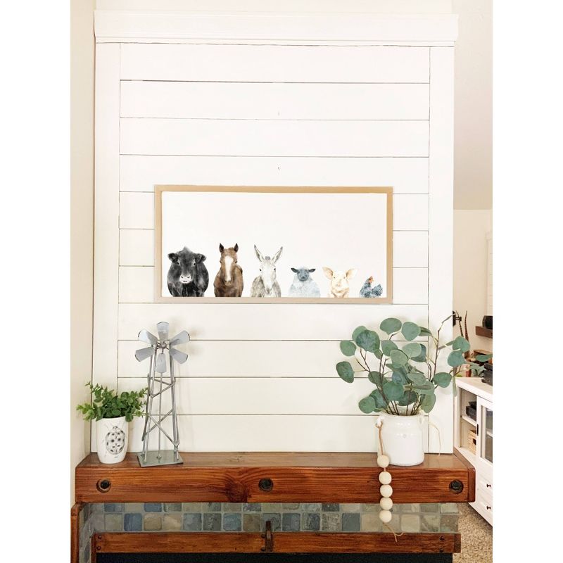 28" x 14" Farm Animals Art Board Rustic Brown - Petal Lane
