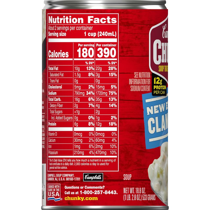 Campbell's Chunky New England Clam Chowder Soup 18.8oz