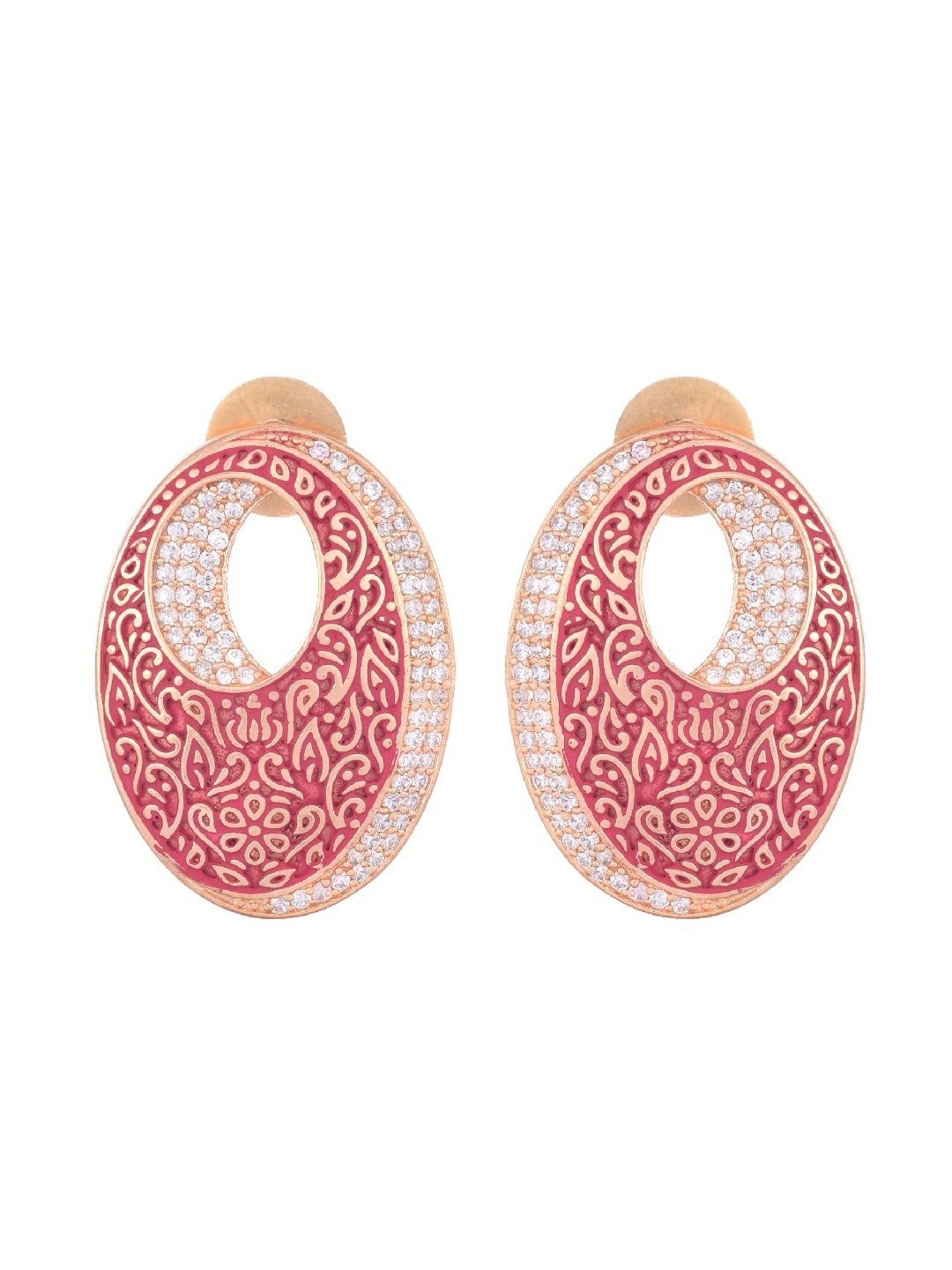 Saraf RS Jewellery Meenakari Earrings High Quality Rose Gold