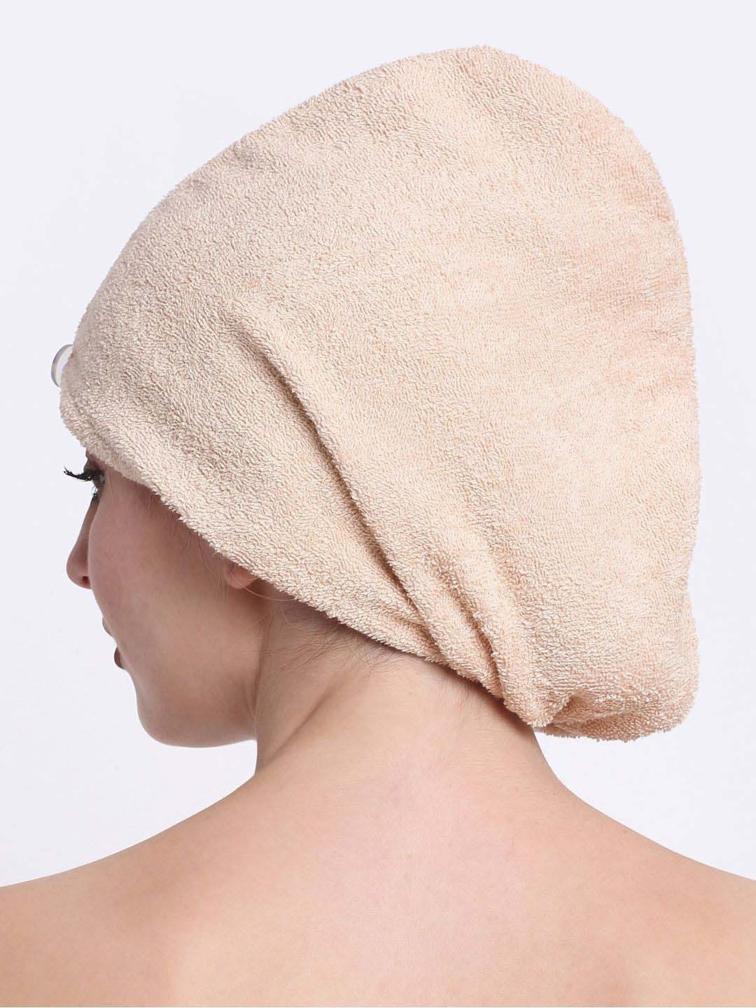 Creeva Luxury Peach Cotton 380 GSM Hair Wrap - Set of 2