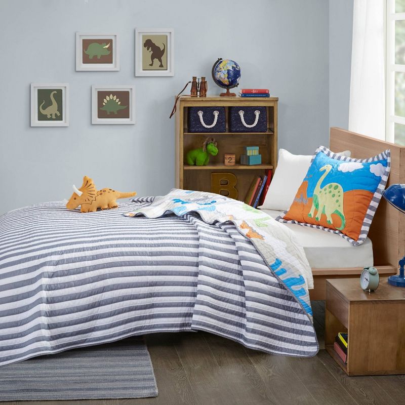 White/Blue/Green Spike Coverlet Set Twin 3pc