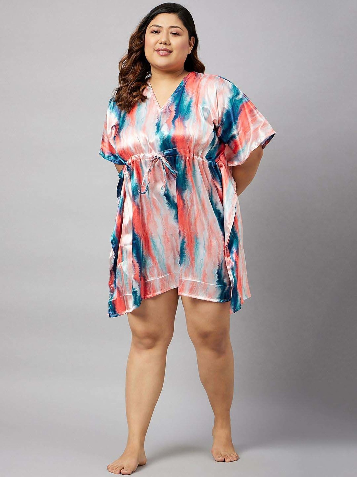 Secrets By ZeroKaata Pink & Blue Printed Kaftan