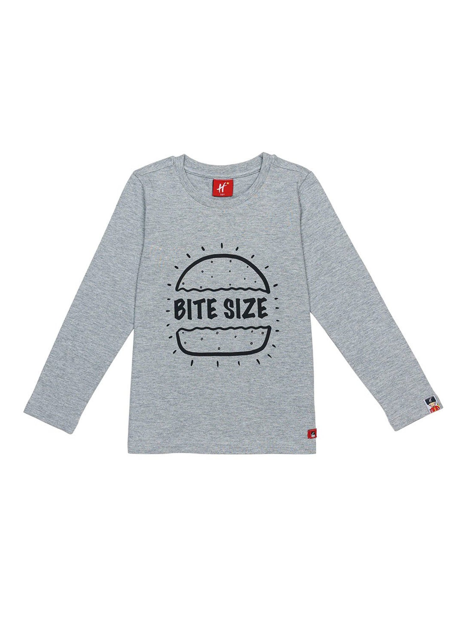 H by Hamleys Boys Grey Printed Full Sleeves T-Shirt