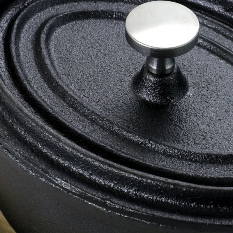 Gibson Home 11 Ounce Campton Mini Oval Cast Iron Casserole Dutch Oven with Wood Base