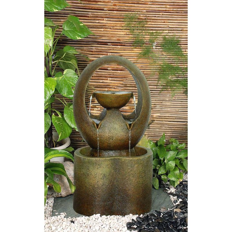 20.75" Indoor/Outdoor Abrazo Fountain with Water Pump Brown - Alfresco Home LLC