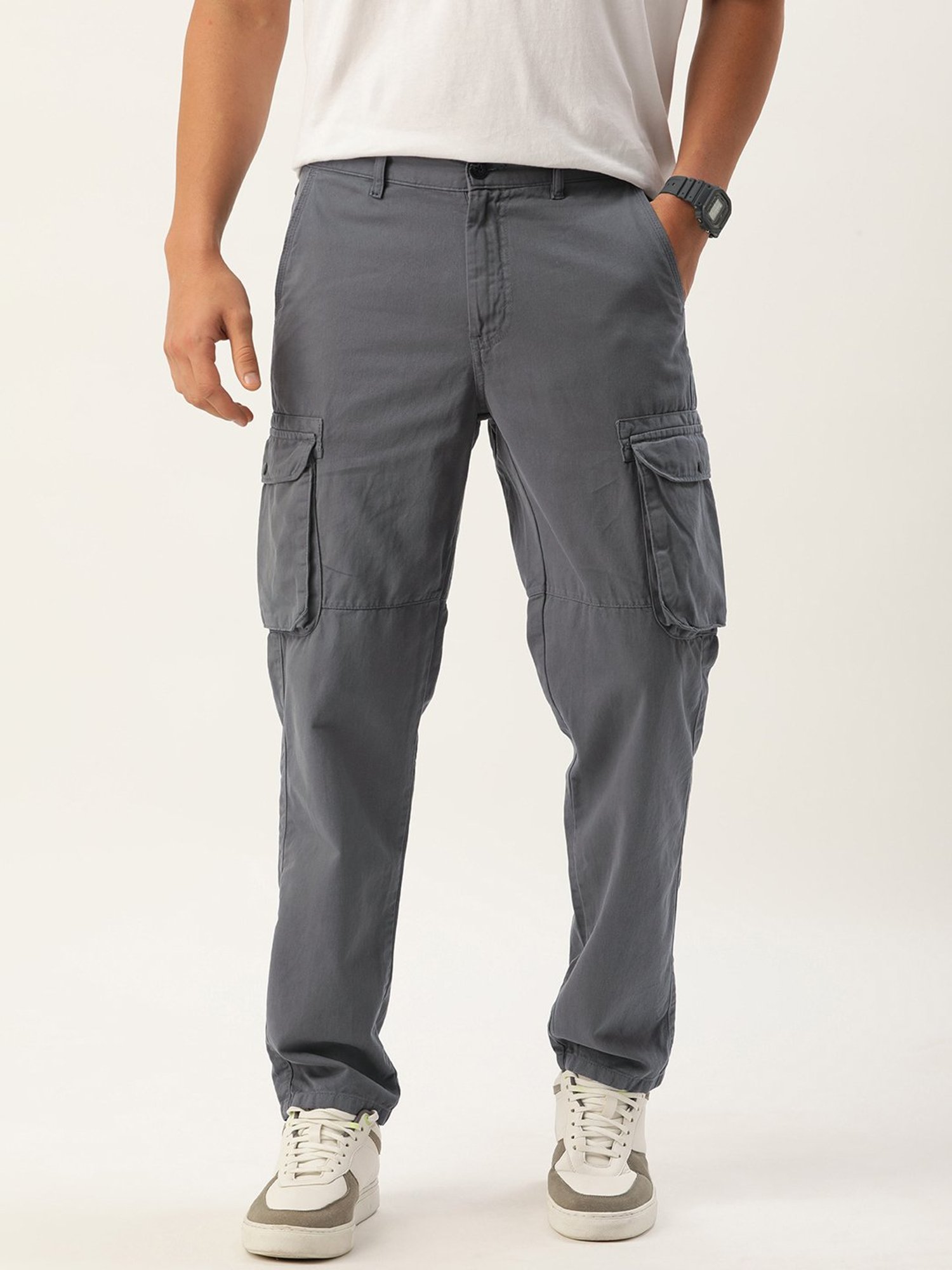 IVOC Grey Regular Fit Cotton Cargos