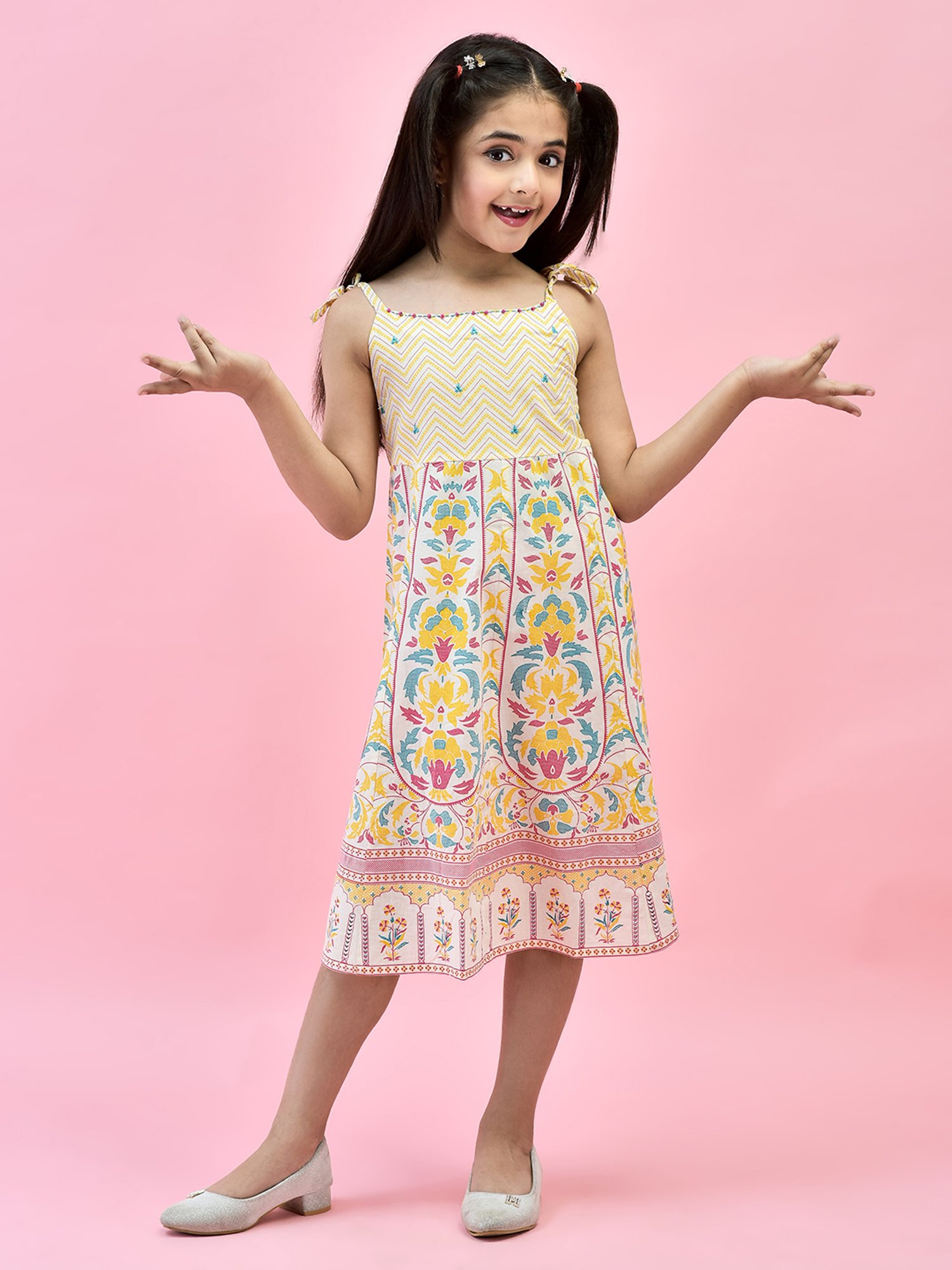 Juniper Girls Multicolor Floral Print Anarkali Dress