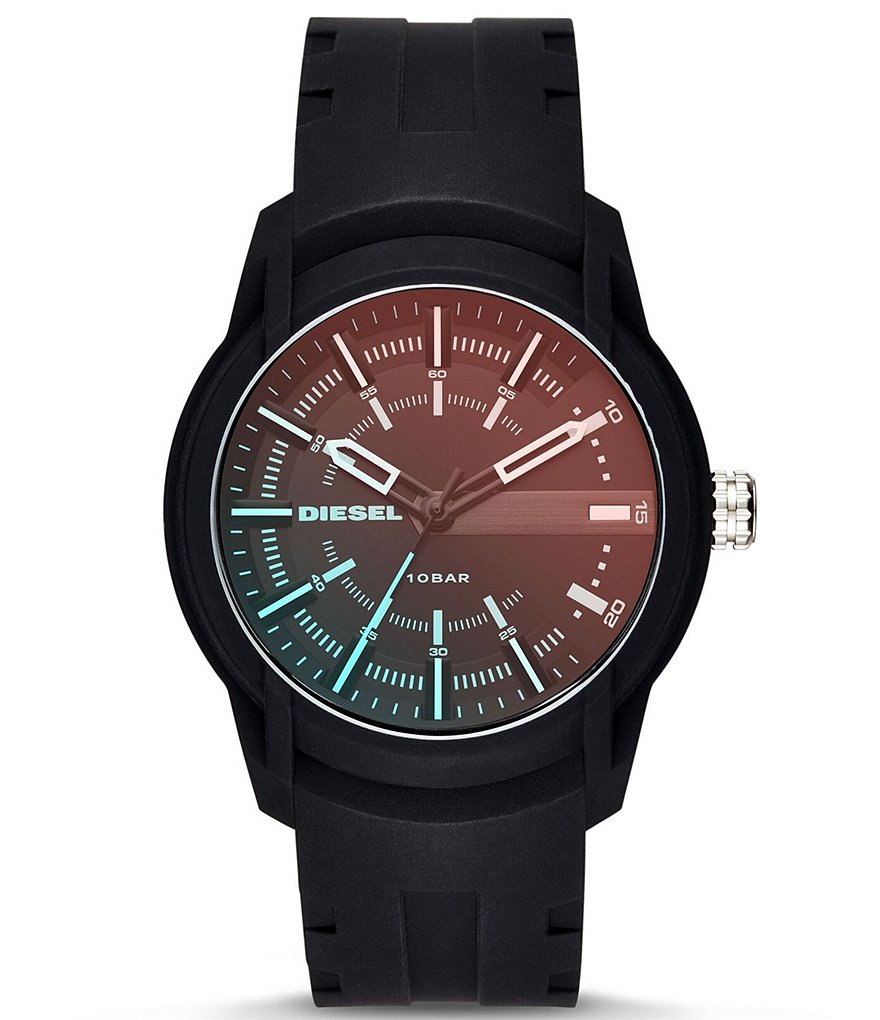 Diesel Armbar Three Hand Black Silicone Strap Watch