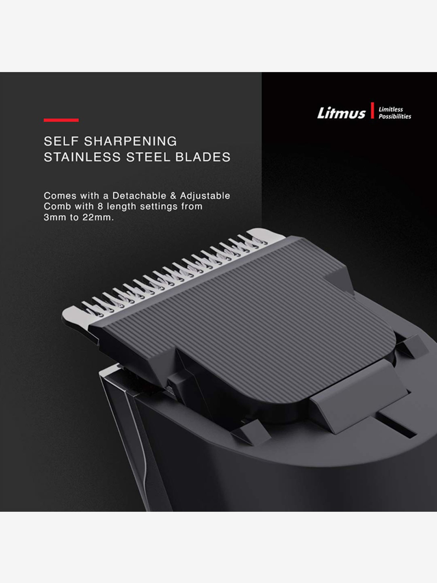 Litmus Stubble Pro DT1100 Cordless Trimmer For Men (Metalic Grey,UV Chrome)