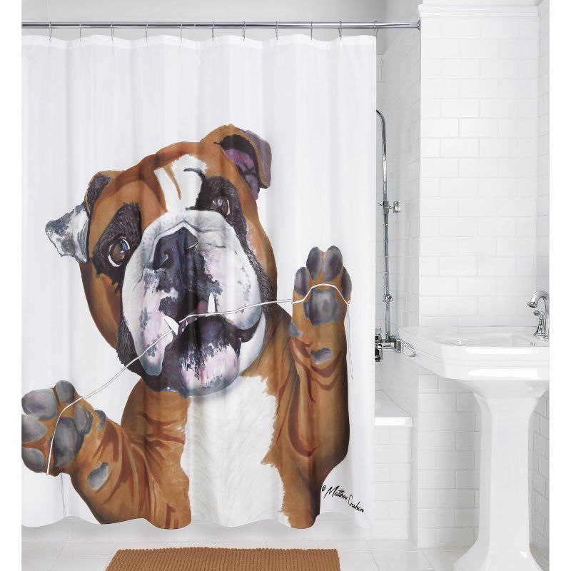 Floss Dog Shower Curtain White/Brown - Allure Home Creations