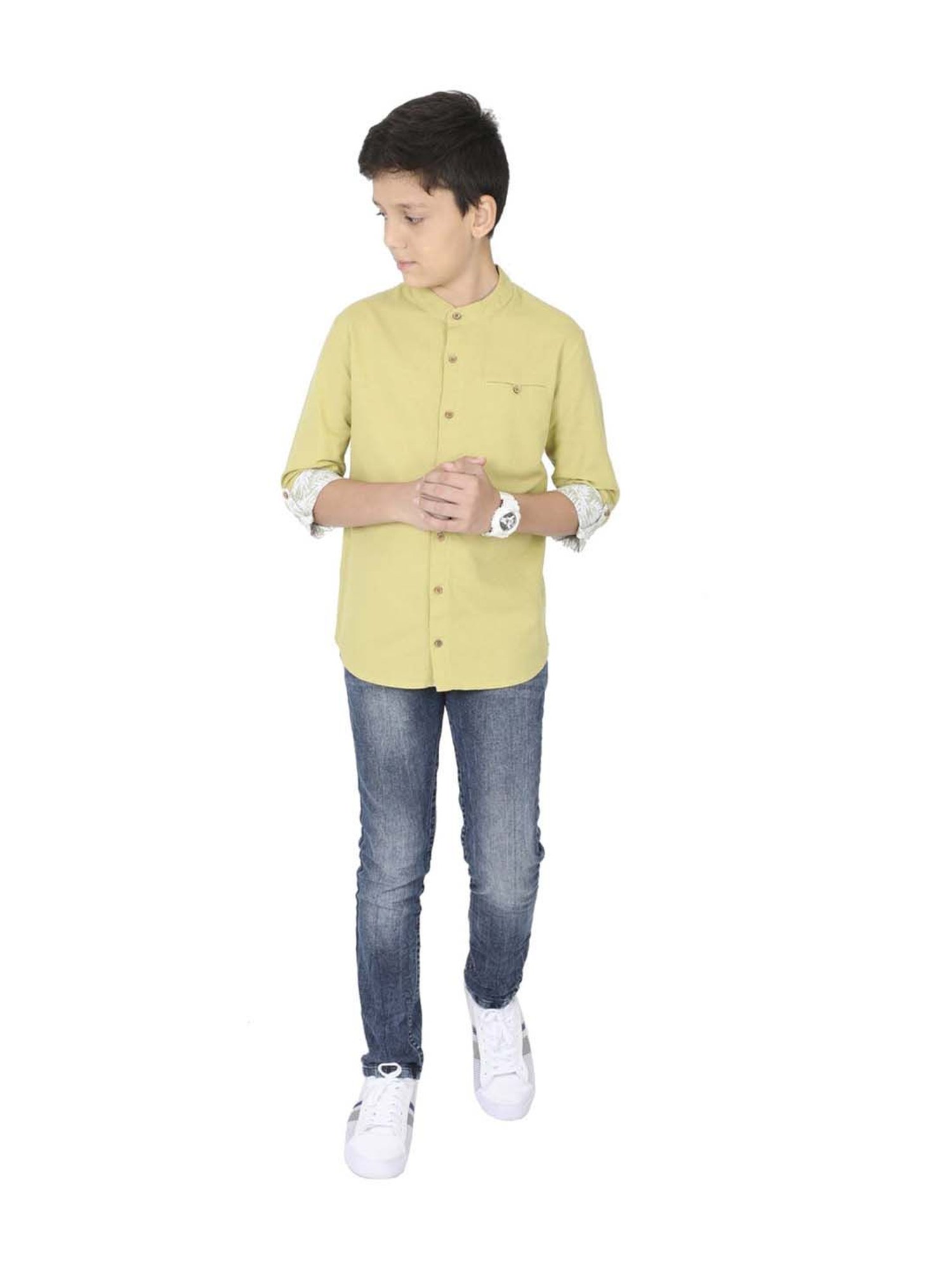 Manet Kids Yellow Regular Fit Shirt