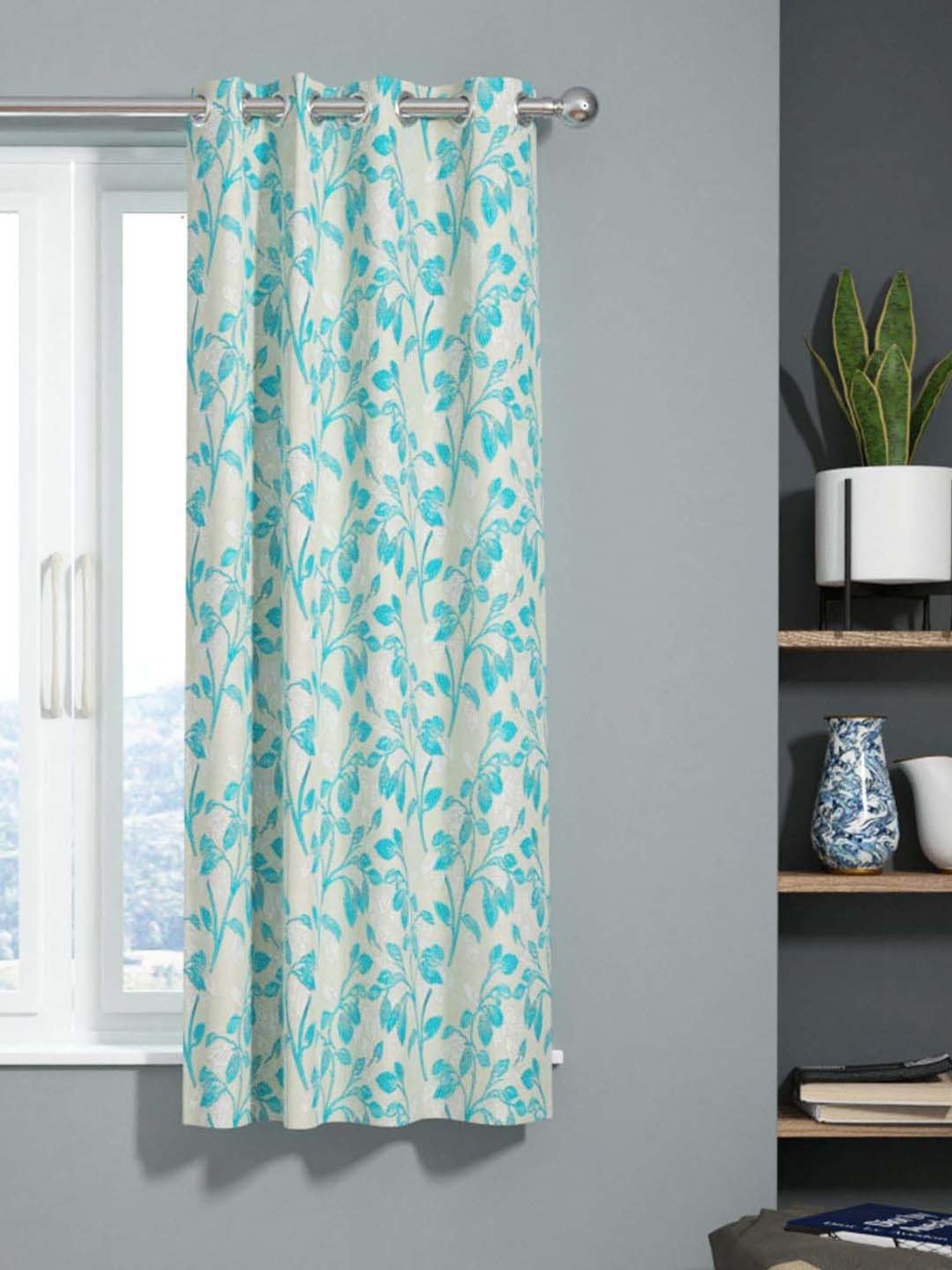 Bianca EL`PESSO Silver & Green Faux Silk 5 Ft. Window Curtain