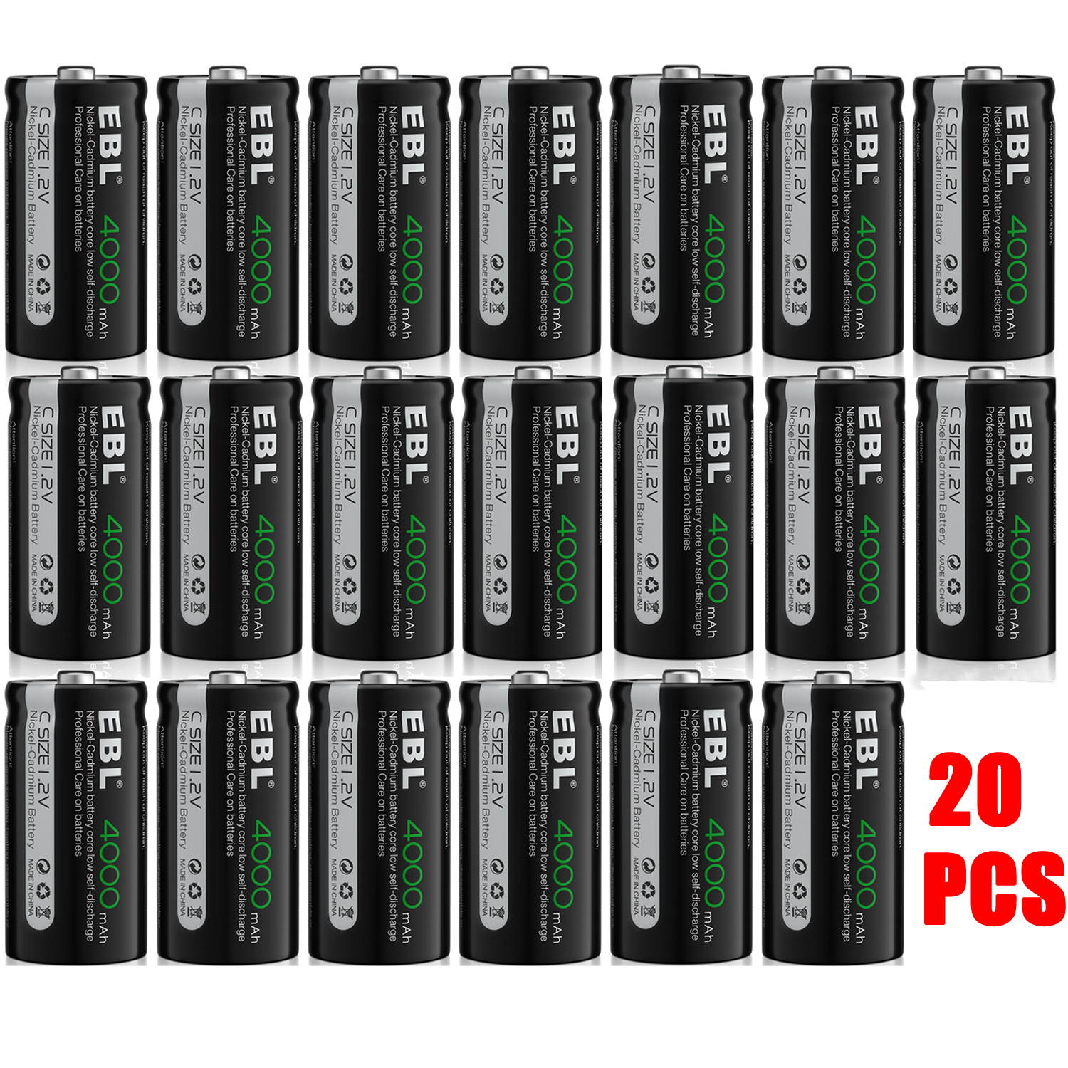 EBL 8PCS  Rechargeable C Battery High Performance Ni-Cd Battery 4000mAh