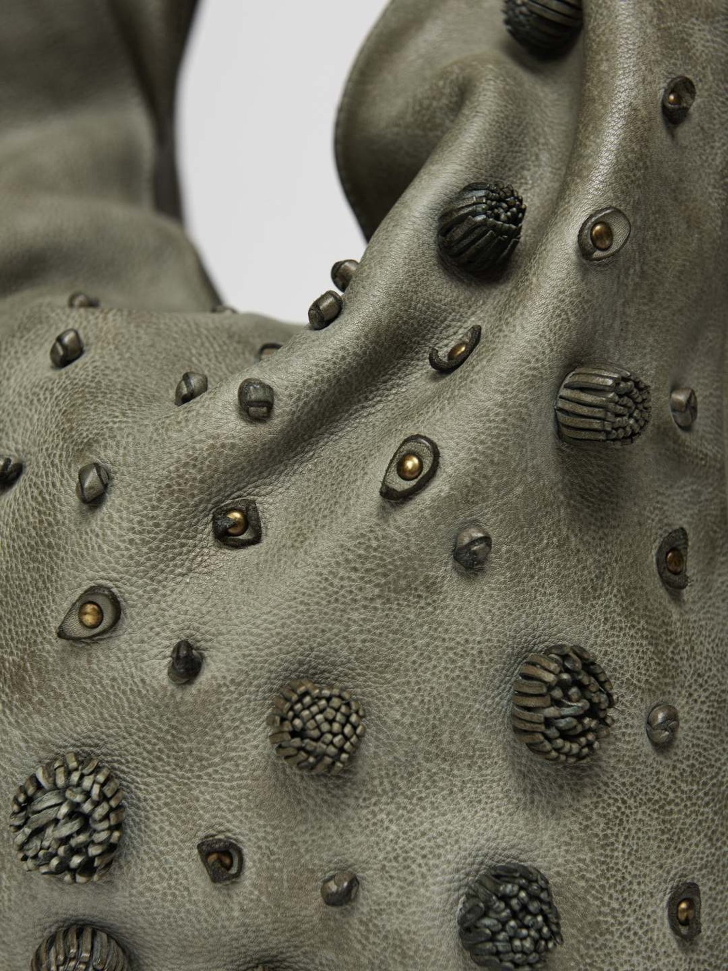 Art N Vintage Garofano Green Leather Textured Medium Hobo Handbag