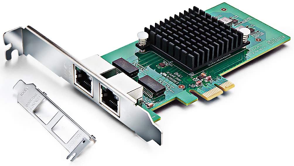 1.25G Gigabit Ethernet Converged Network Adapter (NIC) for Intel 82576 Chip, Dual RJ45 Copper Ports, PCI Express 2.0 X1, Compare to Intel E1G42ET