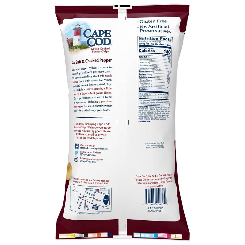 Cape Cod Kettle Cooked Potato Chips - Sea Salt and Cracked Pepper (8oz)