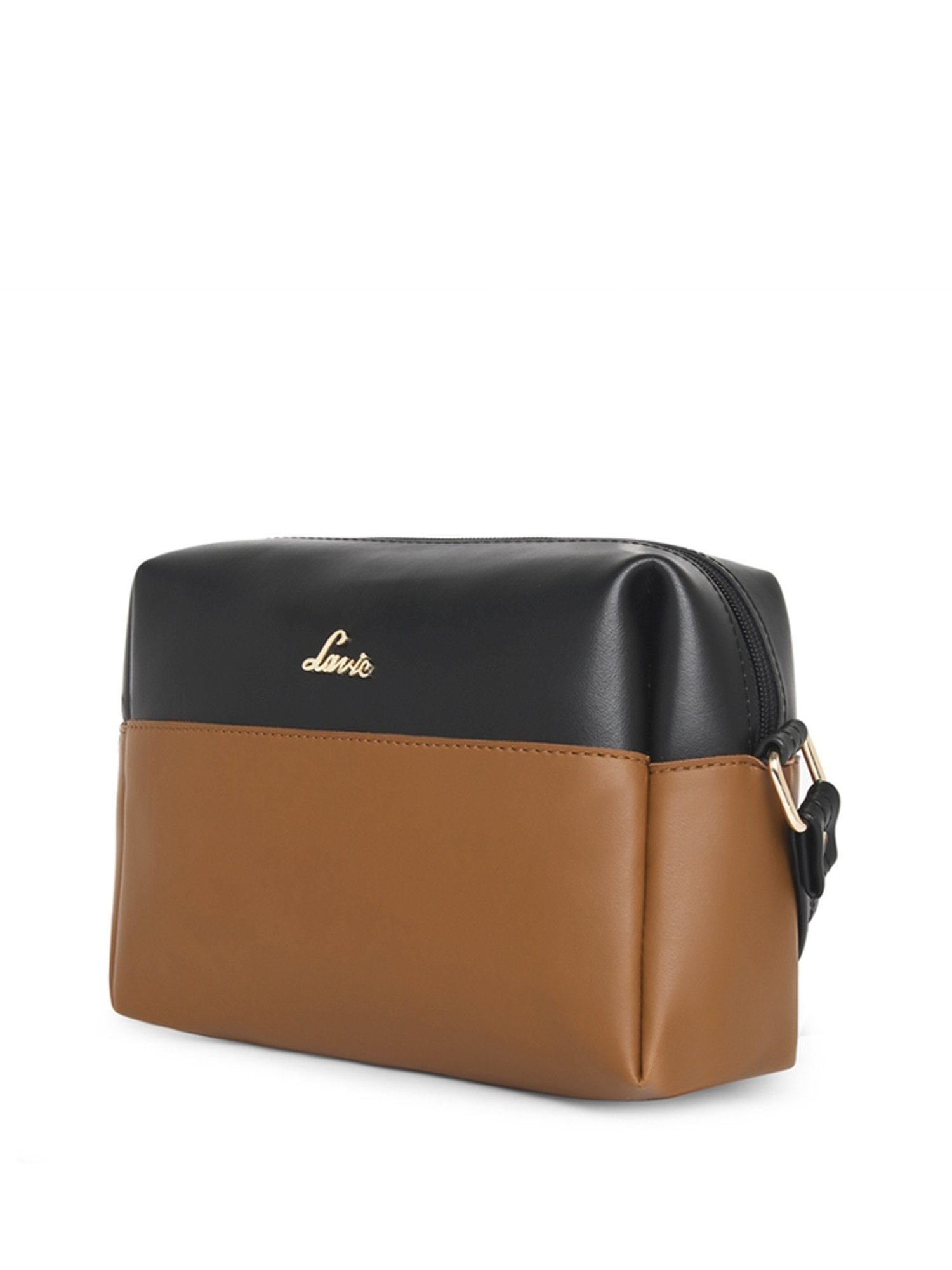 Lavie Hilite Black & Tan Synthetic Solid Sling Handbag