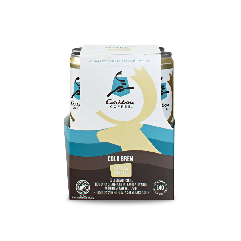 Caribou Coffee Cold Brew Vanilla Crafted - 4pk/11.5 fl oz Cans