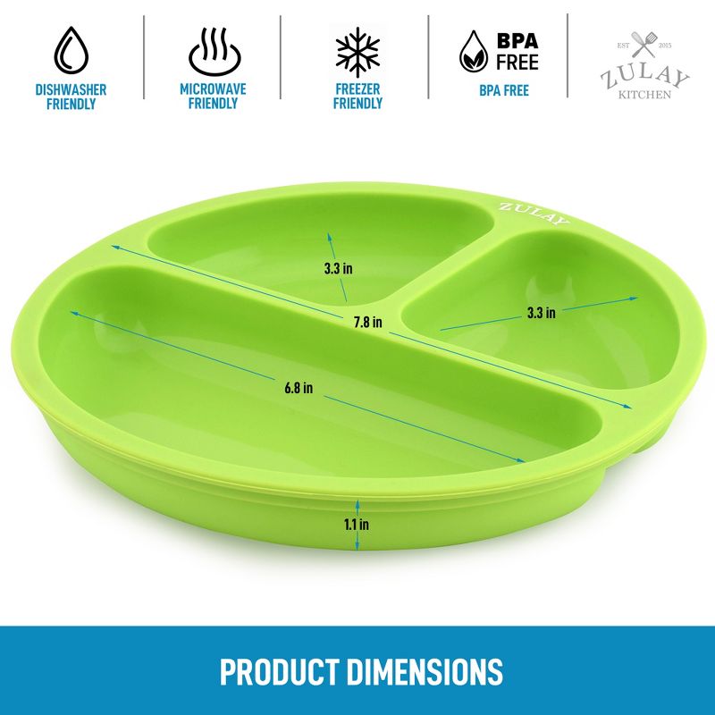 Zulay Kitchen Silicone Divided Baby Plates (3pcs) - Multicolored
