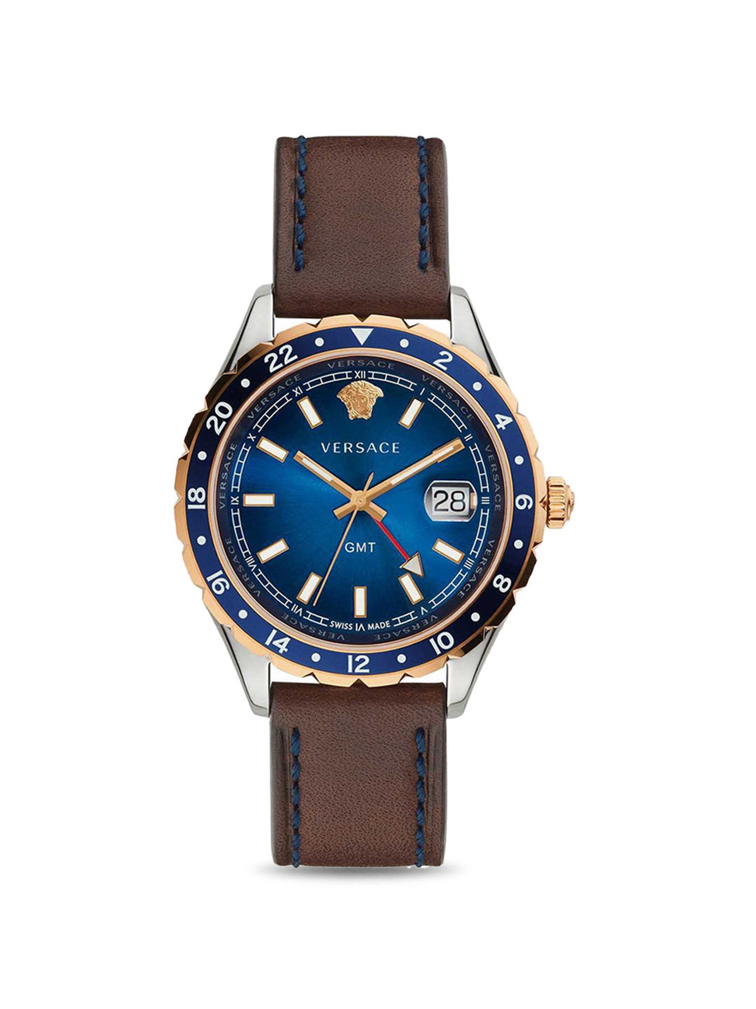 Versace Hellenyium GMT Men Blue Round Dial Analog Watch - V11080017