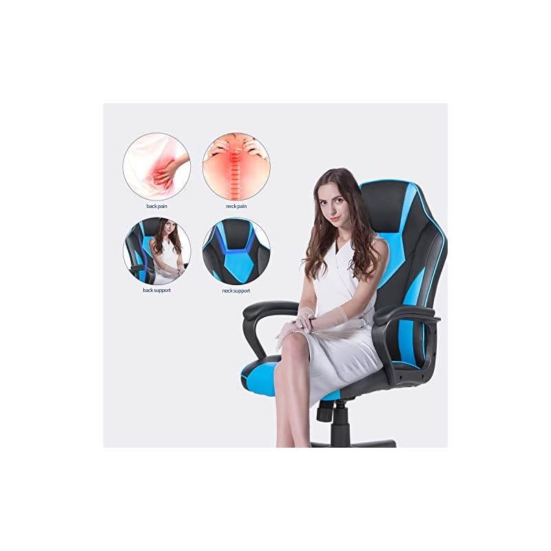 Office Chair - Modern High-Back Desk Chair - Reclining Computer Chair with Lumbar Support - Adjustable Seat Cushion & Headrest- Breathable Mesh Back (B-Black)